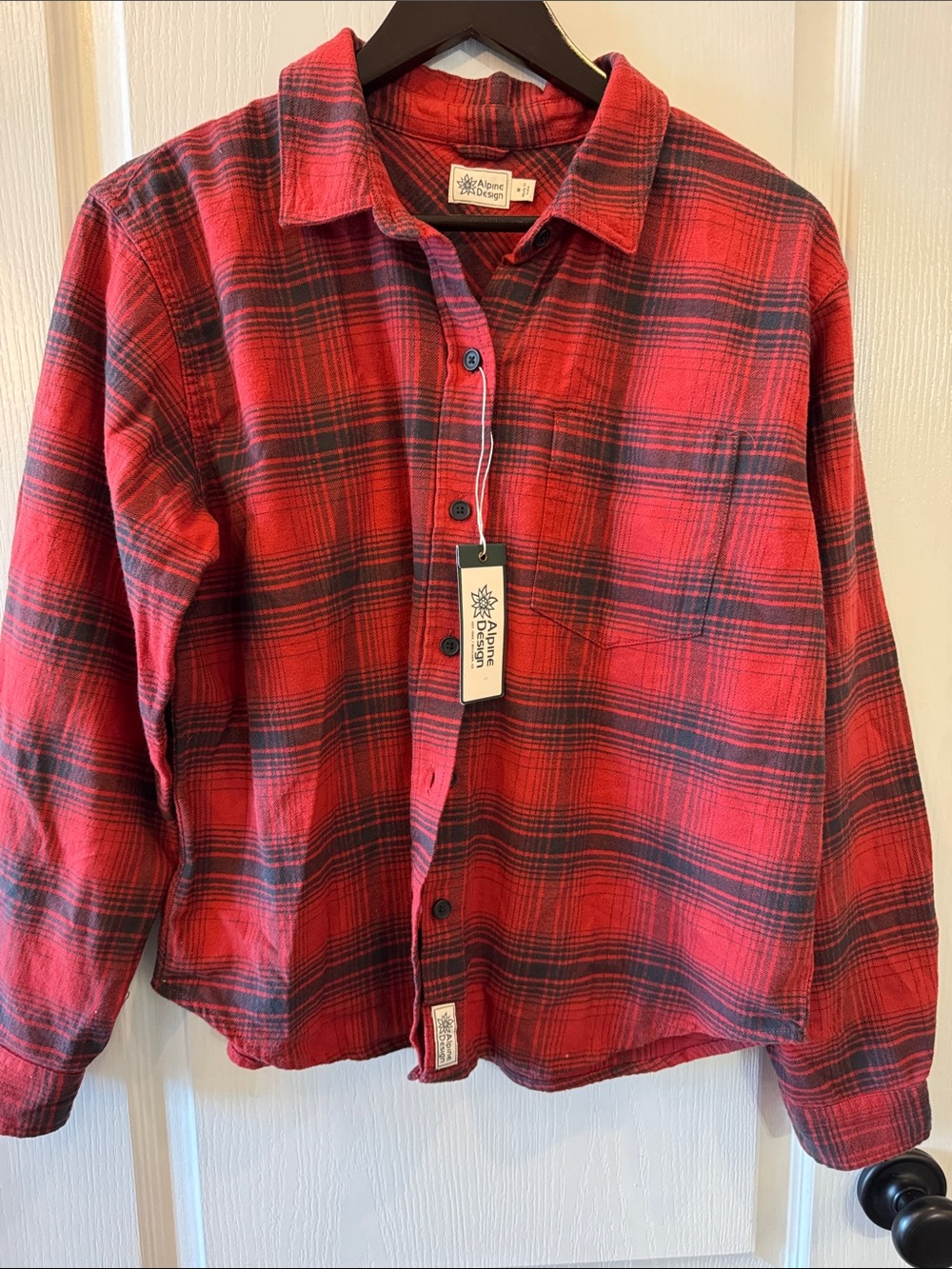 Alpine Design Red and Black Plaid Button-Up Shirt